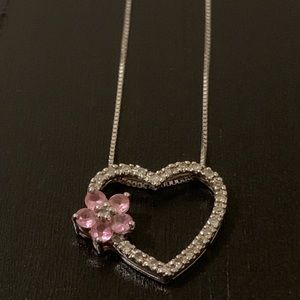 White gold and pink sapphire necklace